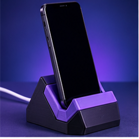 Dock de mesa para celular com passagem de cabo