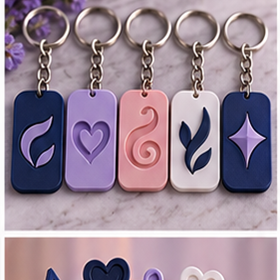 Kit com 5 chaveiros personalizados com nome em 3D
