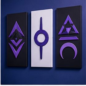 Kit de 8 placas decorativas gamer autorais — palavras e ícones originais
