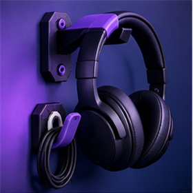 Suporte de parede para headset com gancho organizador de cabo