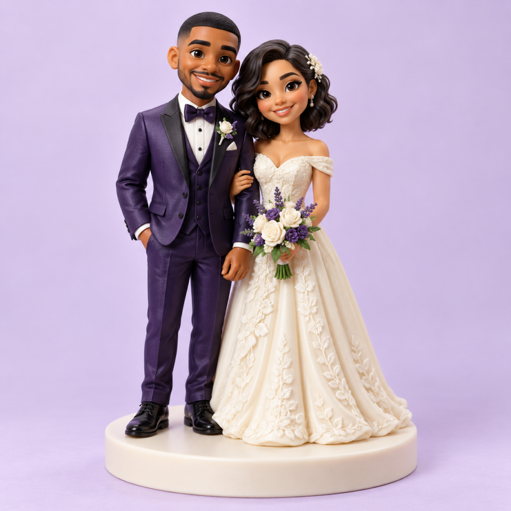 Topo de bolo 3D — Noivos personalizados